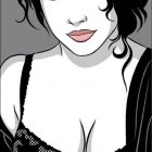 Black and White Illustration of Glamorous Woman