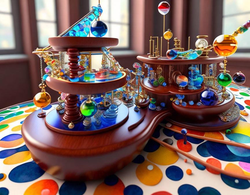 Colorful 3D Chemistry Lab Scene with Glassware and Liquids