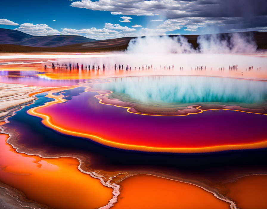 Multicolored Hot Spring in Picturesque Landscape