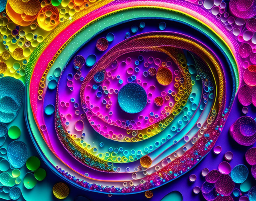 Colorful Psychedelic Bubble Circles Abstract Pattern