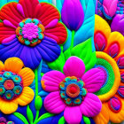 Colorful Clay Flowers in Various Shapes and Sizes with Detailed Textures