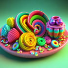 Colorful Abstract Dessert Shapes in Surreal 3D Illustration