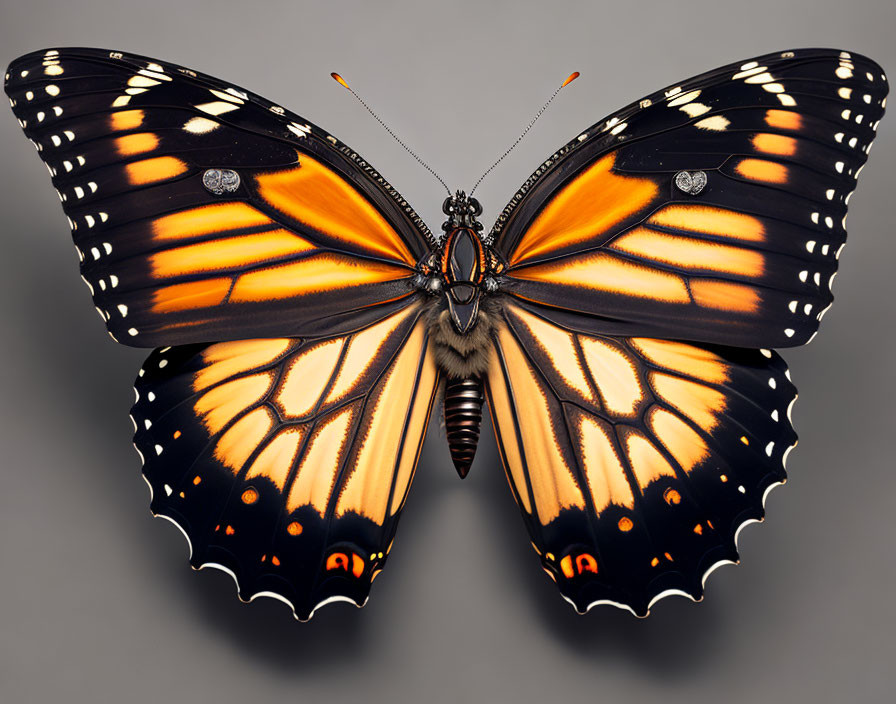 Vibrant Orange and Black Butterfly Close-Up with White Spots