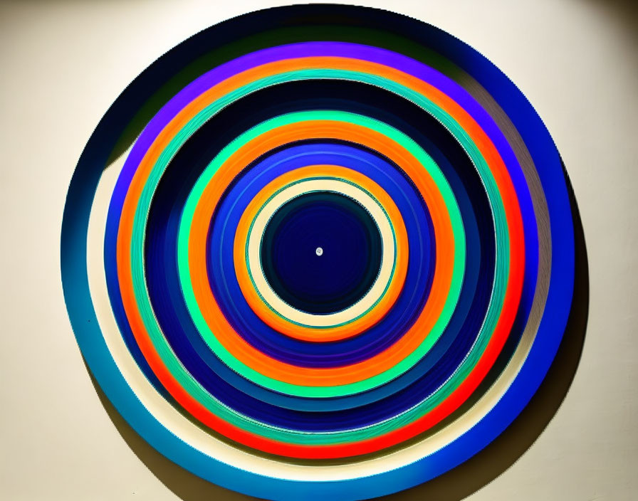 Vibrant concentric rings abstract wall art with optical illusion effect