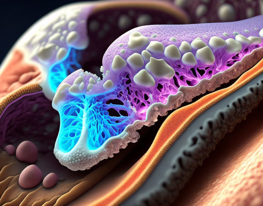 Detailed 3D Illustration of Bone Cross-Section