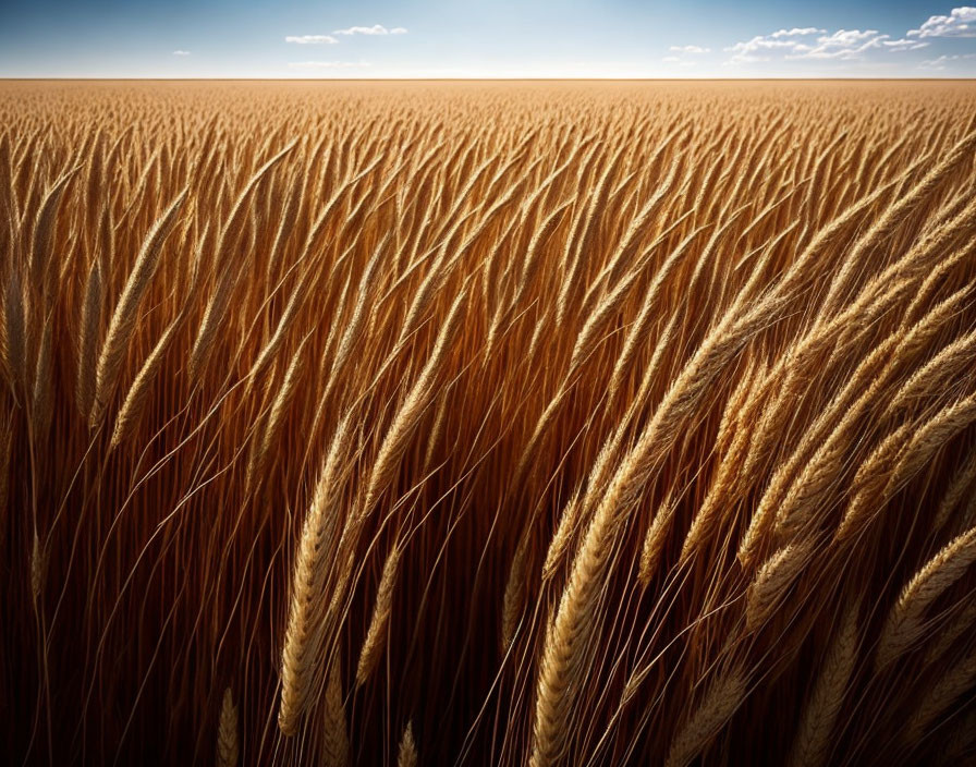 Vast Golden Wheat Field Under Clear Blue Sky