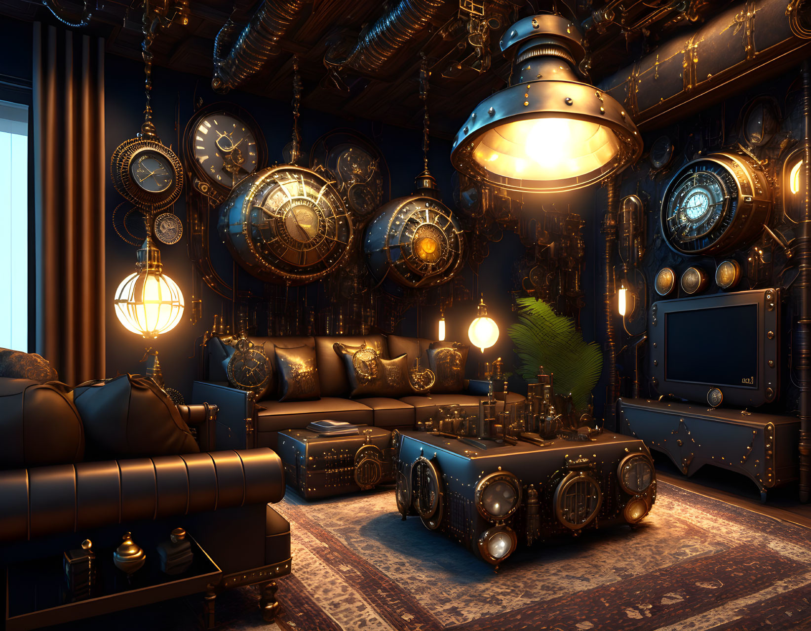 Steampunk living room