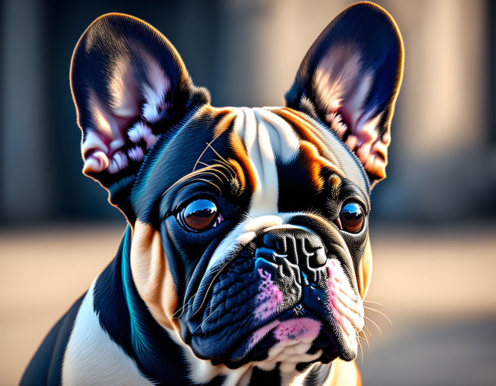 French Bulldog with Bat-Like Ears and Black/White Markings