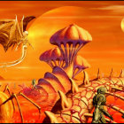 Fantastical Orange Landscape with Mushroom-like Structures