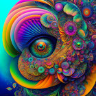 Colorful Psychedelic Artwork Featuring Woman's Face and Floral Abstract Patterns