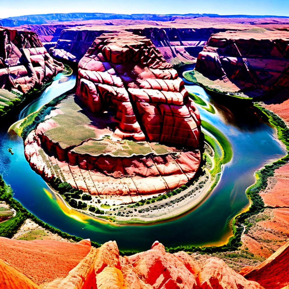 Aerial View of Horseshoe Bend and Colorado River Bend