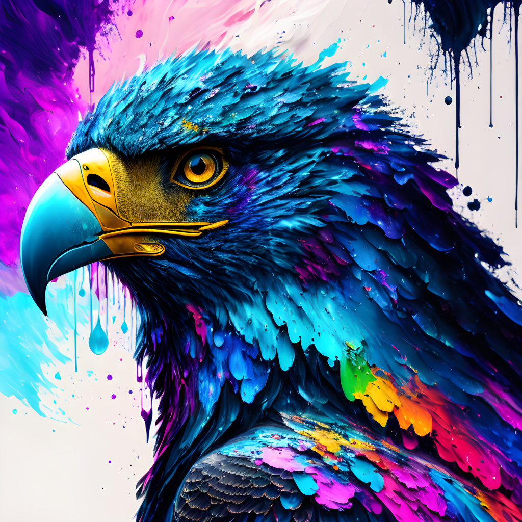 Colorful eagle digital artwork on white background