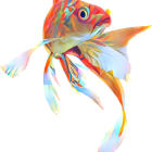 Colorful Goldfish Illustration with Intricate Patterns on Black Background