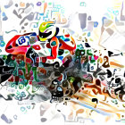 Colorful Motocross Rider Illustration with Abstract Patterns