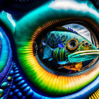 Colorful Surreal Artwork: Large Fish with Architectural Background