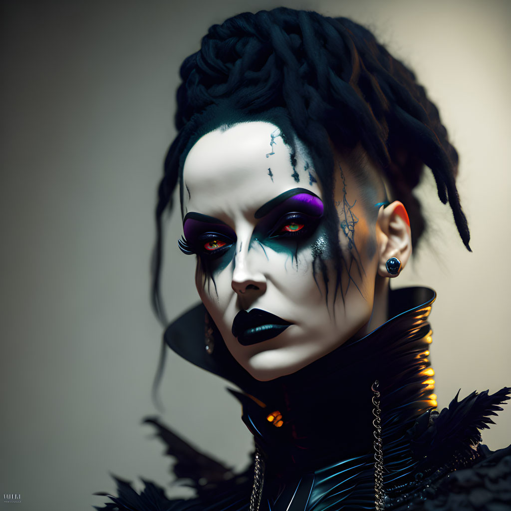 Gothic-inspired makeup with purple eyeshadow and black lipstick | Deep  Dream Generator