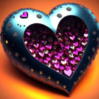 Glossy Heart with Smaller Hearts in 3D Artwork