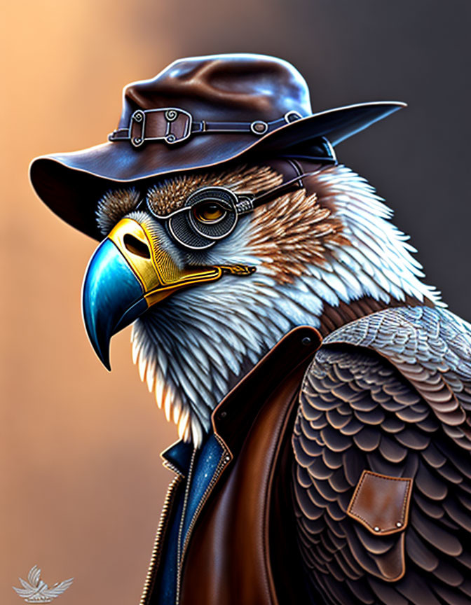 Anthropomorphic eagle illustration in detective attire with a stylized, edgy look