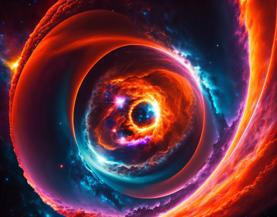 Colorful Abstract Cosmic Scene with Swirling Nebulae