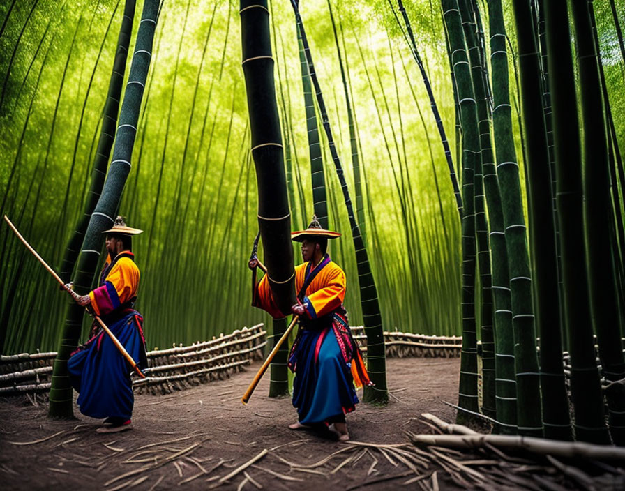 Traditional Attire Maintenance in Bamboo Forest