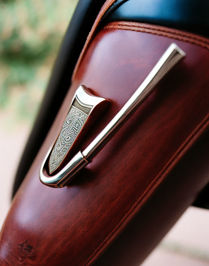 Luxurious Car Door Interior with Polished Wood Paneling and Silver Handle