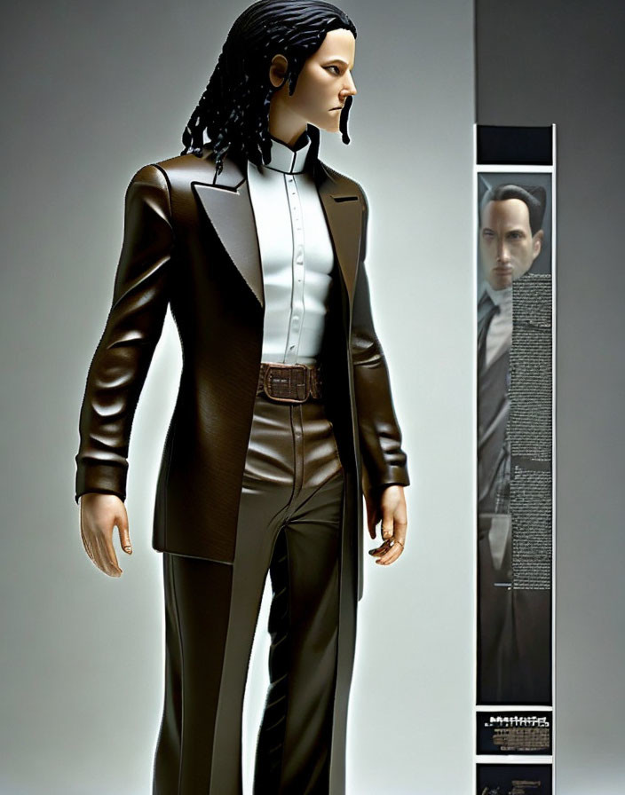 Detailed Man in Black Suit Collectible Figure with Realistic Features