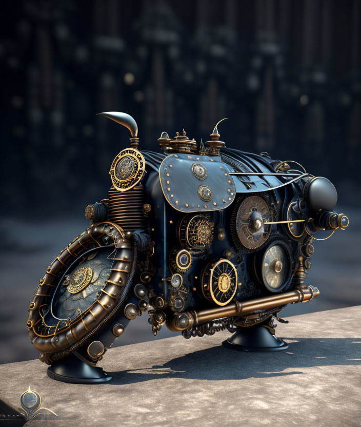 Steampunk-style device with intricate gears and metallic accents.