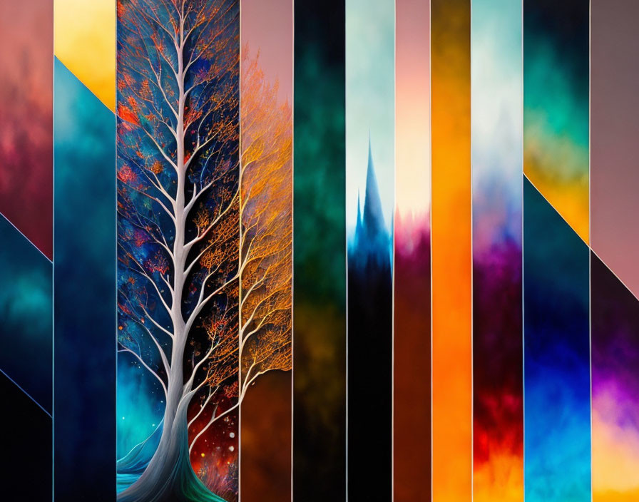 Colorful Tree Representation Through Sliced Panels of Seasons and Times of Day