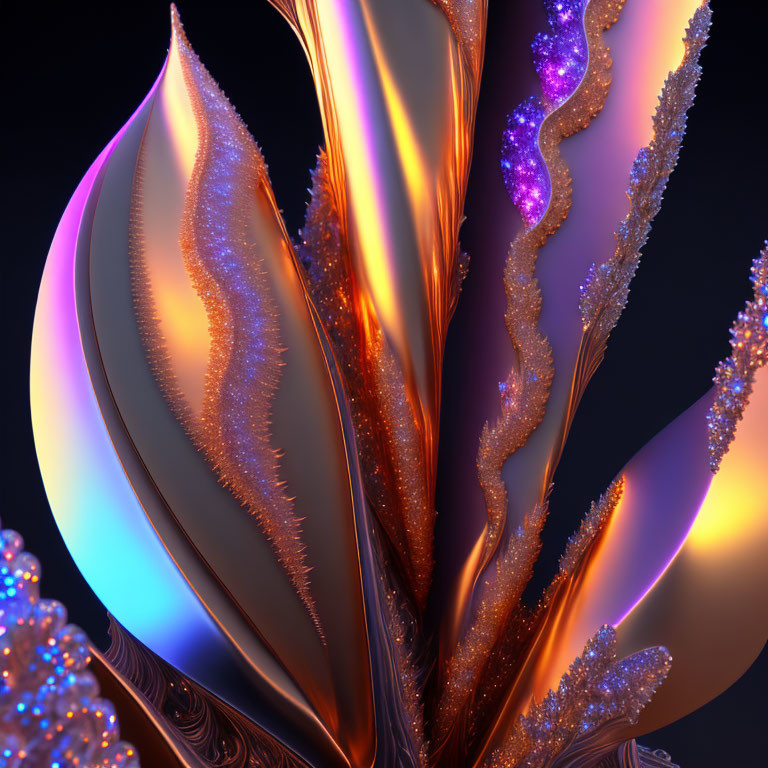 Smooth Metallic Surfaces & Glittering Textures in Abstract Digital Art