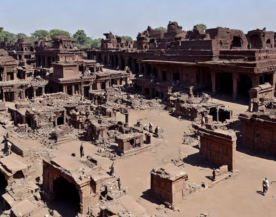 Intricate carvings on ancient rock-cut architecture ruins