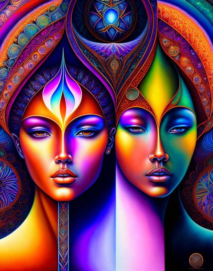 Colorful Artwork Featuring Stylized Female Faces