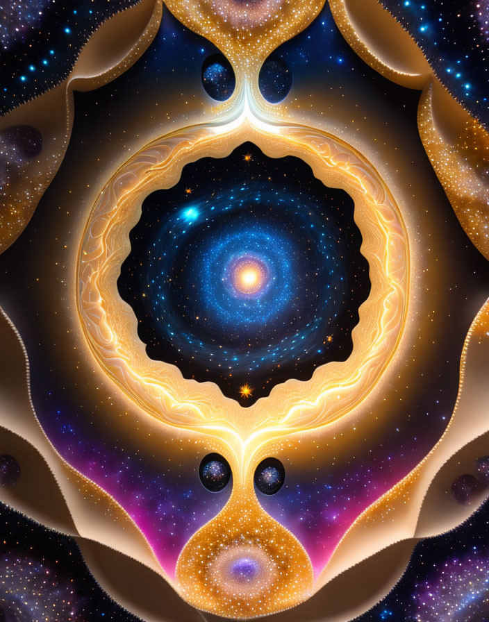 Cosmic fractal illustration of galaxy and symmetrical patterns