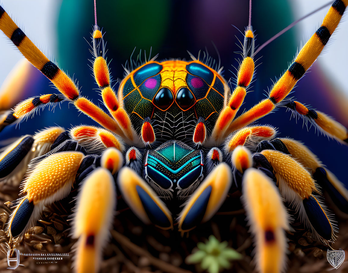 Vibrant Spider Close-Up with Colorful Patterns