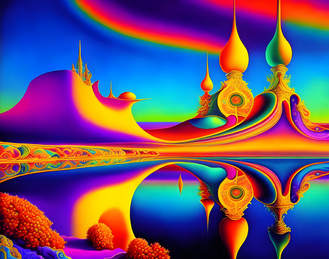 Colorful digital artwork: Psychedelic, fluid shapes, fractal patterns