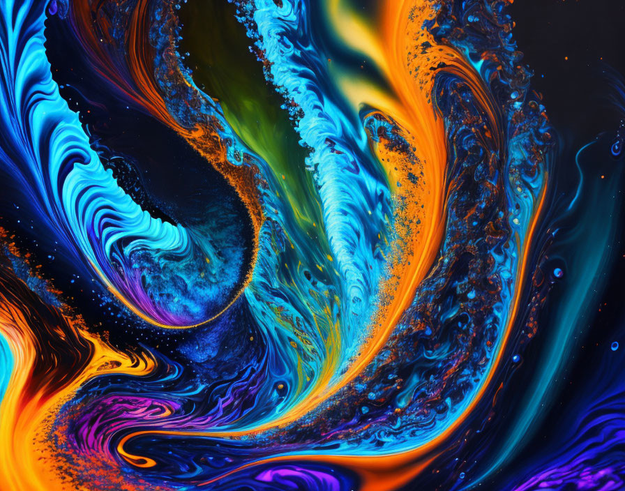 Colorful Abstract Swirl in Blue, Orange, and Purple Hues