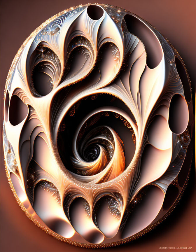 Intricate Fractal Design in Warm Brown and Gold Swirls