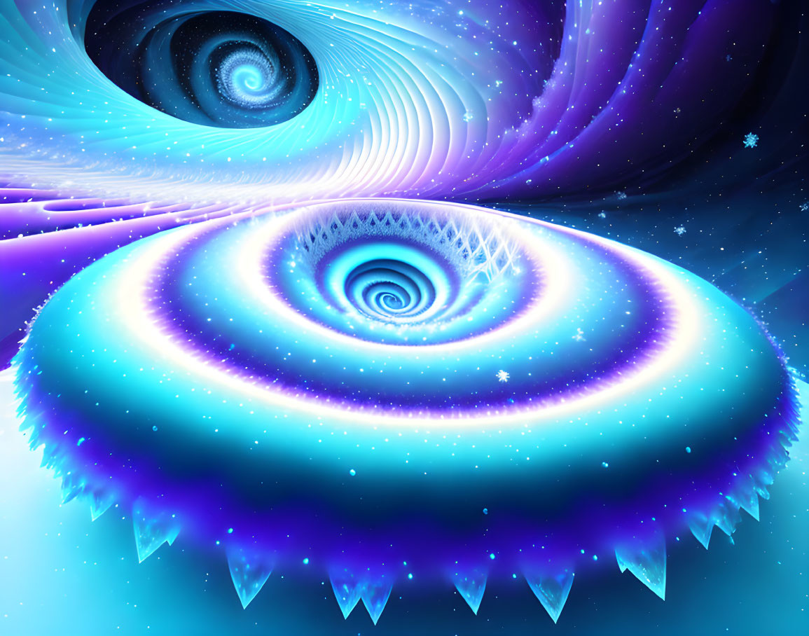 Vivid Blue and Purple Spiral Galaxy with Cosmic Whirlpool Theme