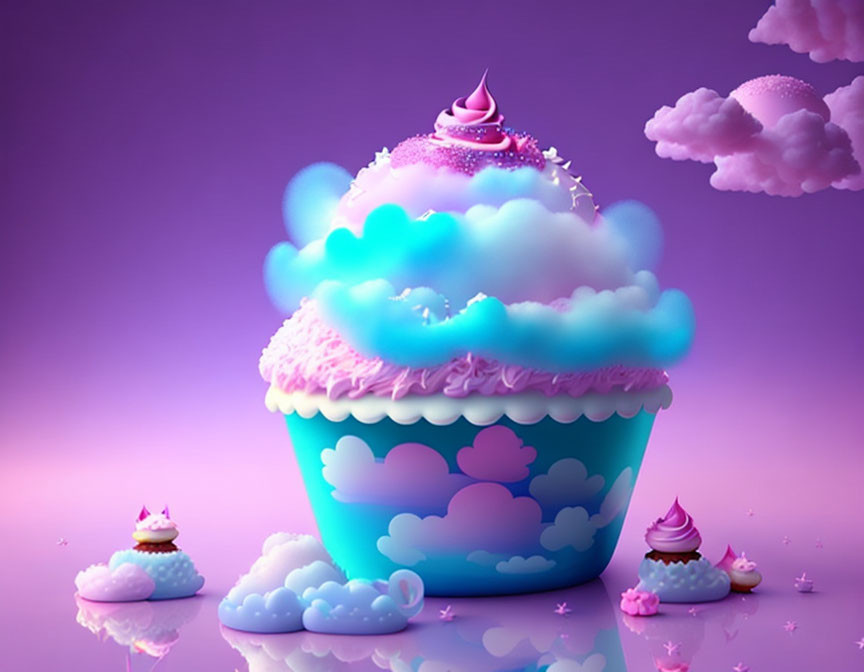 Rainbow cloud cupcake