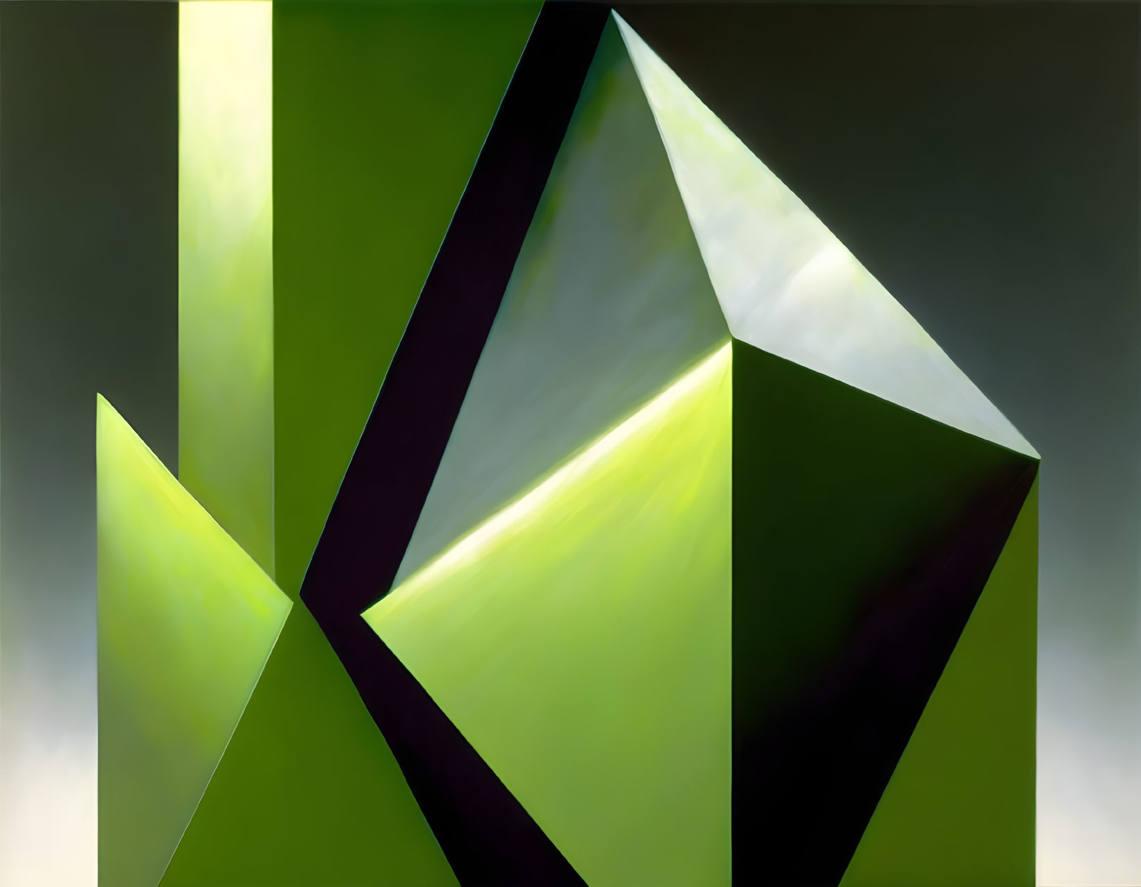 Green-toned abstract geometric shapes on soft-focus background