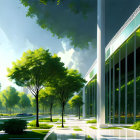 Advanced green cityscape with tree-like structures and integrated nature.