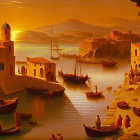 Tranquil Mediterranean Sunset Seascape with Coastal Village