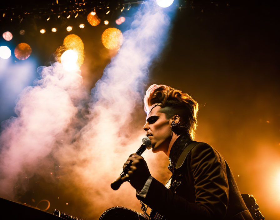 Stage Performance with Dramatic Lighting and Smoke Effects