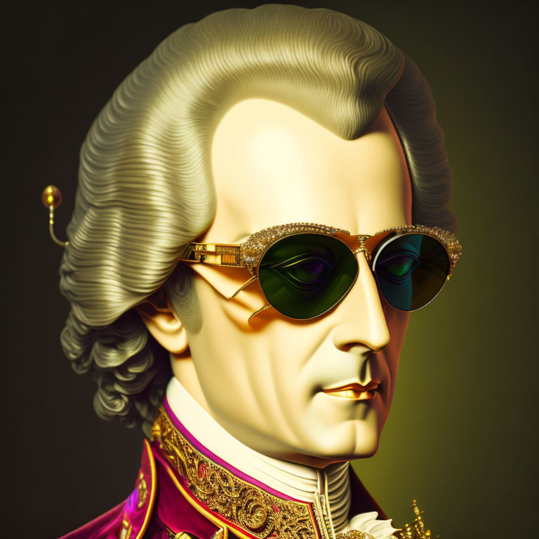 Classical Composer in Stylish Sunglasses on Dark Background