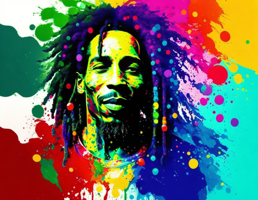 Colorful Abstract Artwork of Person with Dreadlocks