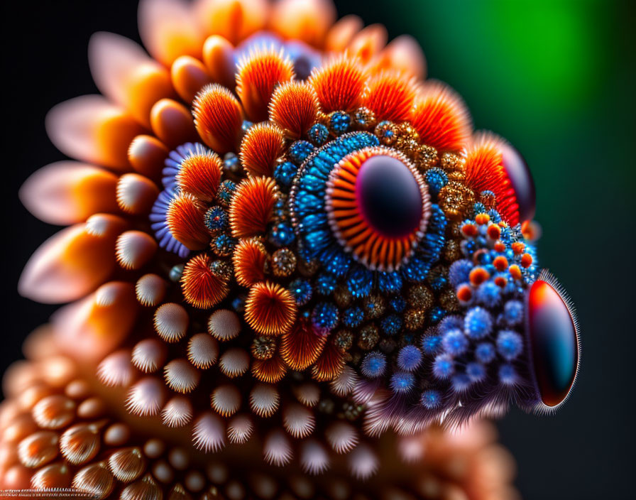 Colorful nudibranch sea slug with vibrant patterned texture and branch-like gills in close-up