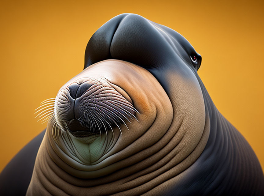 California Sea Lion Close-Up with Detailed Whiskers and Glossy Fur