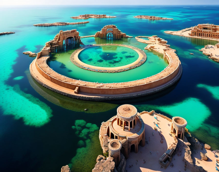 Luxurious Circular Resort Surrounded by Clear Blue Waters