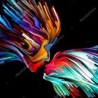 Colorful 3D Abstract Art with Reflective Liquid Structures