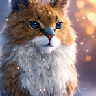 Fluffy Cat with Blue Eyes in Cosmic Setting