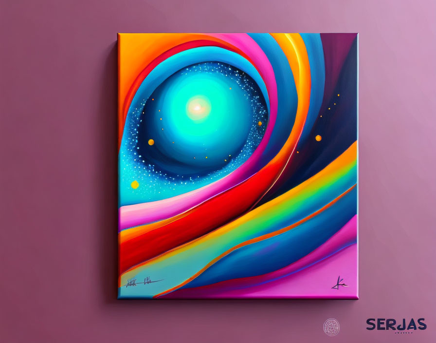 Colorful Abstract Cosmic Painting with Swirling Stars and Bright Colors